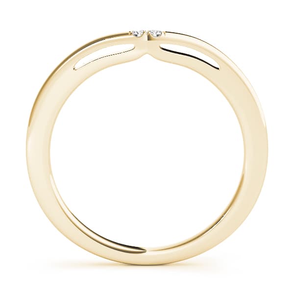 2-Stone Curved Wedding Bands (0.02 ct. tw.), Side view in yellow gold