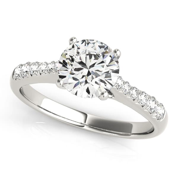 Single Row Cathedral Engagement Ring — style 50791 in 10k White Gold
