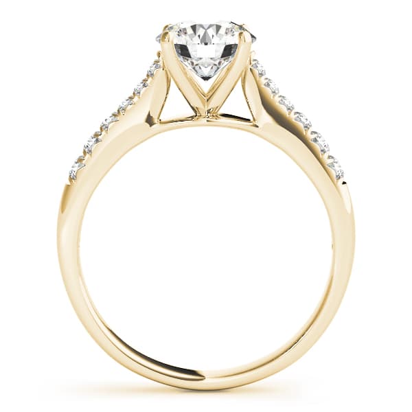 Single Row Cathedral Engagement Ring, style 50791, Side view in yellow gold