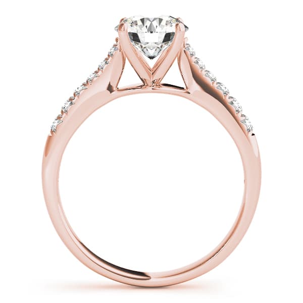 Single Row Cathedral Engagement Ring, style 50791, Side view in rose gold