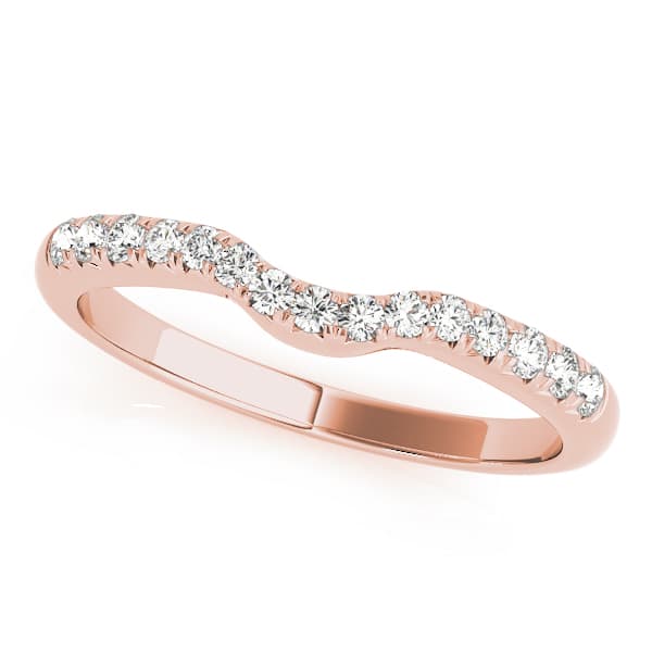 Prong Set Curved Wedding Band (0.18 ct. tw.), Front view in rose gold