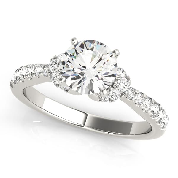 Single Row Prong Set Cluster Sides Engagement Rings — style 50792 in 10k White Gold