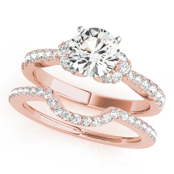 Single Row Prong Set Cluster Sides Engagement Ring, style 50792, On hand view in rose gold