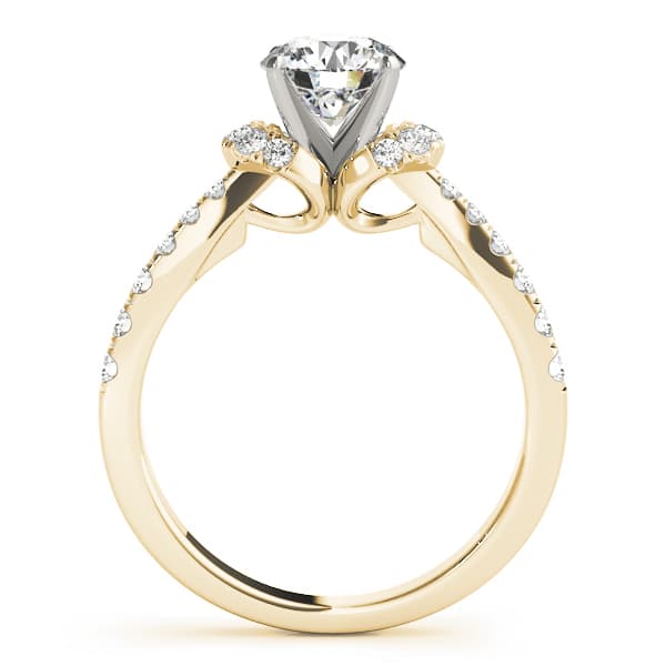 Single Row Prong Set Cluster Sides Engagement Ring, style 50792, Side view in yellow gold