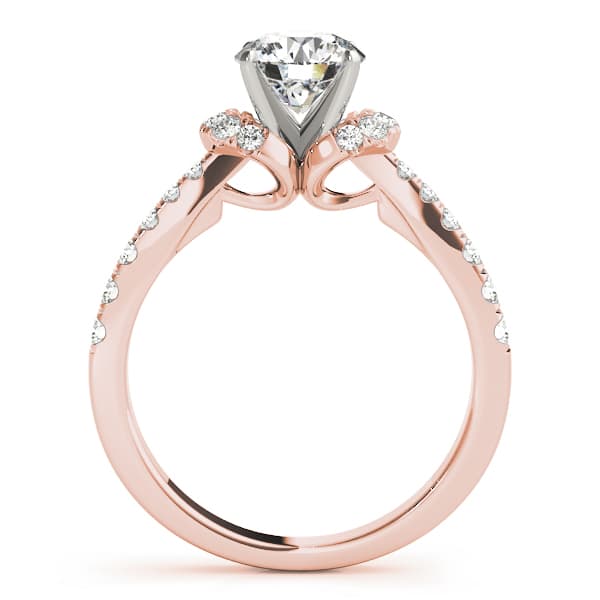 Single Row Prong Set Cluster Sides Engagement Ring, style 50792, Side view in rose gold