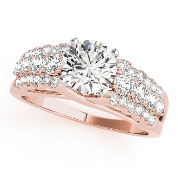 Multi-Row Pavé Engagement Ring, style 50793, Front view in rose gold