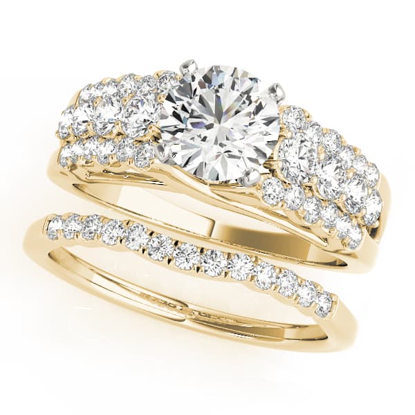 Multi-Row Pavé Engagement Ring, style 50793, On hand view in yellow gold