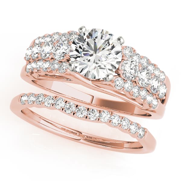 Multi-Row Pavé Engagement Ring, style 50793, On hand view in rose gold