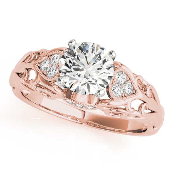 Vintage-Inspired Filigree Engagement Band, style 50794, Front view in rose gold