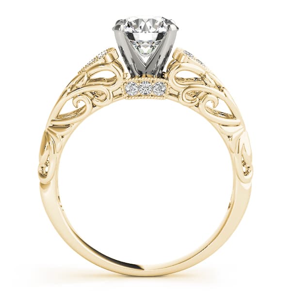 Vintage-Inspired Filigree Engagement Band, style 50794, Side view in yellow gold