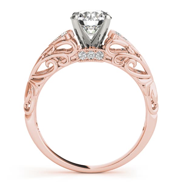 Vintage-Inspired Filigree Engagement Band, style 50794, Side view in rose gold