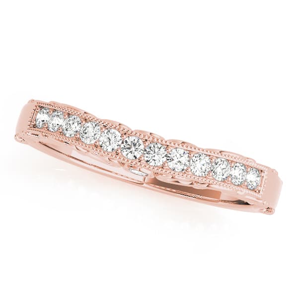 Curved Wedding Band (0.15 ct. tw.), Front view in rose gold