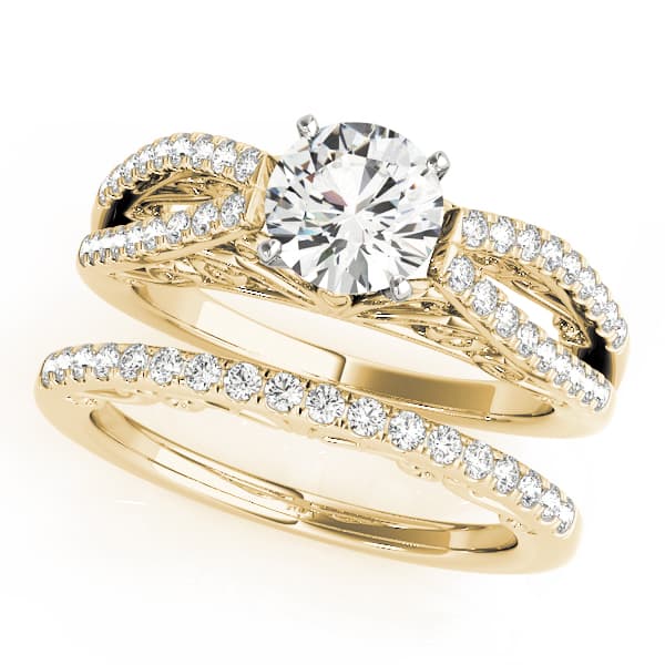 Multi-Row Engagement Ring, style 50795, On hand view in yellow gold