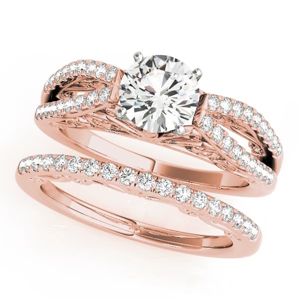 Multi-Row Engagement Ring, style 50795, On hand view in rose gold
