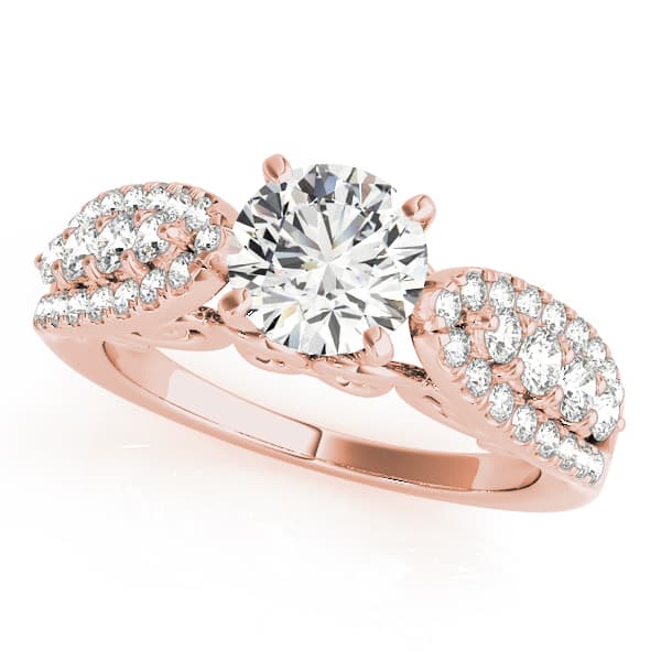 Vintage Multi-Row Engagement Ring, style 50796, Front view in rose gold