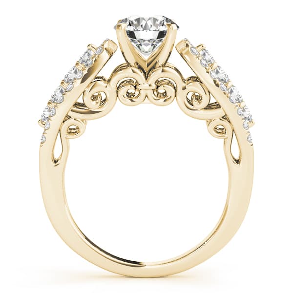 Vintage Multi-Row Engagement Ring, style 50796, Side view in yellow gold