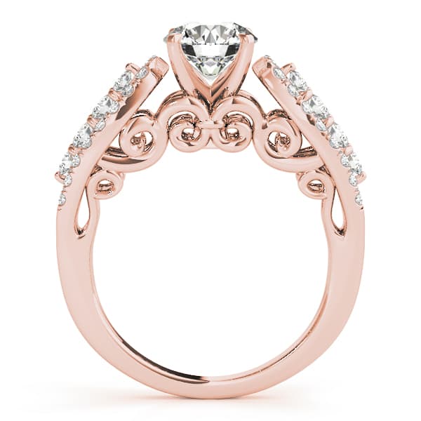 Vintage Multi-Row Engagement Ring, style 50796, Side view in rose gold