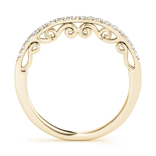 U-Prong Curved Wedding Band (0.2 ct. tw.), Side view in yellow gold