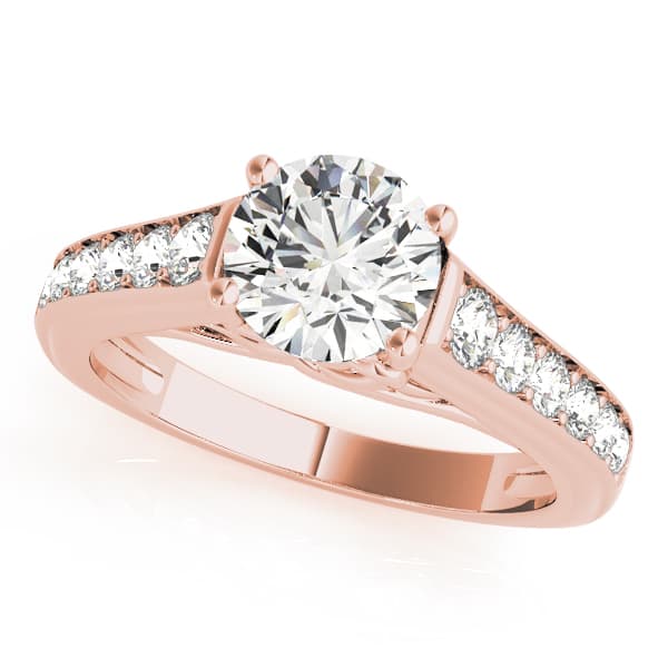 Single Row Love Knot Prong Set Engagement Ring, style 50797, Front view in rose gold