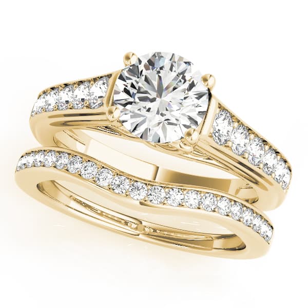 Single Row Love Knot Prong Set Engagement Ring, style 50797, On hand view in yellow gold