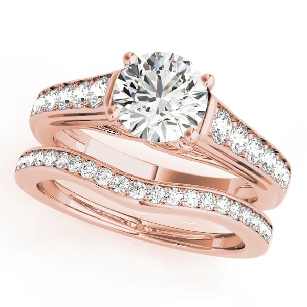 Single Row Love Knot Prong Set Engagement Ring, style 50797, On hand view in rose gold