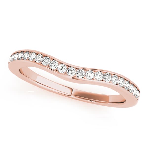 Prong In Channel Curved Wedding Bands (0.16 ct. tw.), Front view in rose gold