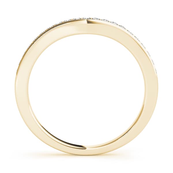 Prong In Channel Curved Wedding Bands (0.16 ct. tw.), Side view in yellow gold