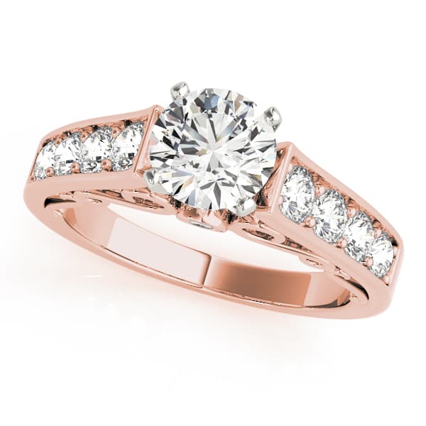 Single-Row Concealed Stone Engagement Ring, style 50798, Front view in rose gold