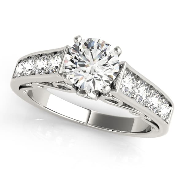 Single-Row Concealed Stone Engagement Ring — style 50798 in 10k White Gold