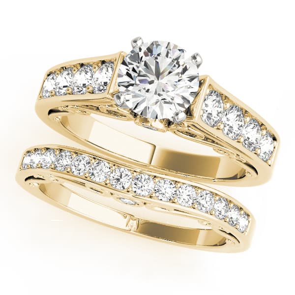 Single-Row Concealed Stone Engagement Ring, style 50798, On hand view in yellow gold