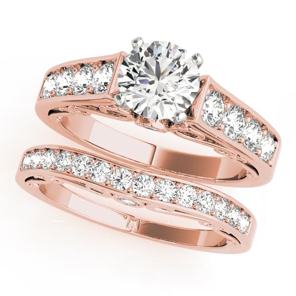 Single-Row Concealed Stone Engagement Ring, style 50798, On hand view in rose gold