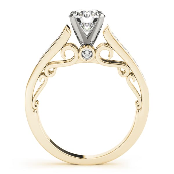 Single-Row Concealed Stone Engagement Ring, style 50798, Side view in yellow gold