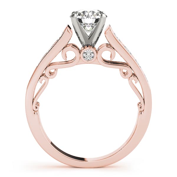 Single-Row Concealed Stone Engagement Ring, style 50798, Side view in rose gold