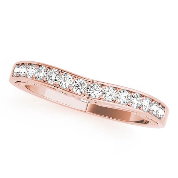 Channel-In-Prong Curved Wedding Band (0.28 ct. tw.), Front view in rose gold