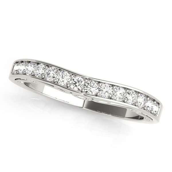 Channel-In-Prong Curved Wedding Band — View 1