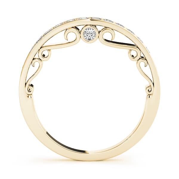 Channel-In-Prong Curved Wedding Band (0.28 ct. tw.), Side view in yellow gold