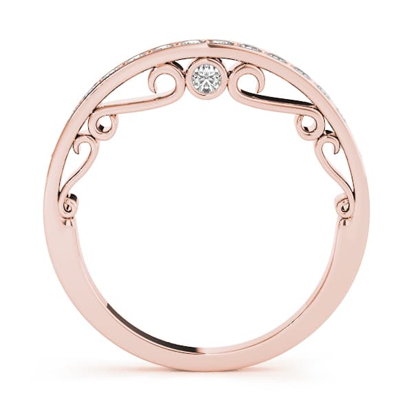 Channel-In-Prong Curved Wedding Band (0.28 ct. tw.), Side view in rose gold