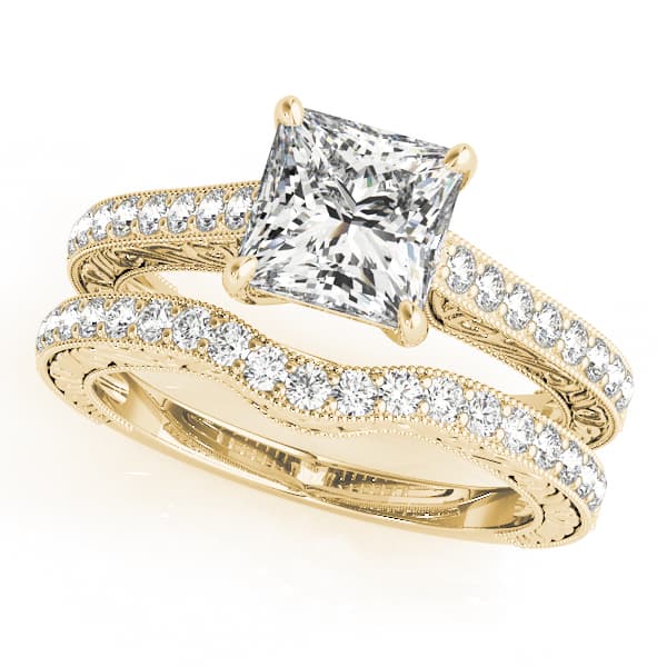 Trellis Engagement Ring, style 50799, On hand view in yellow gold