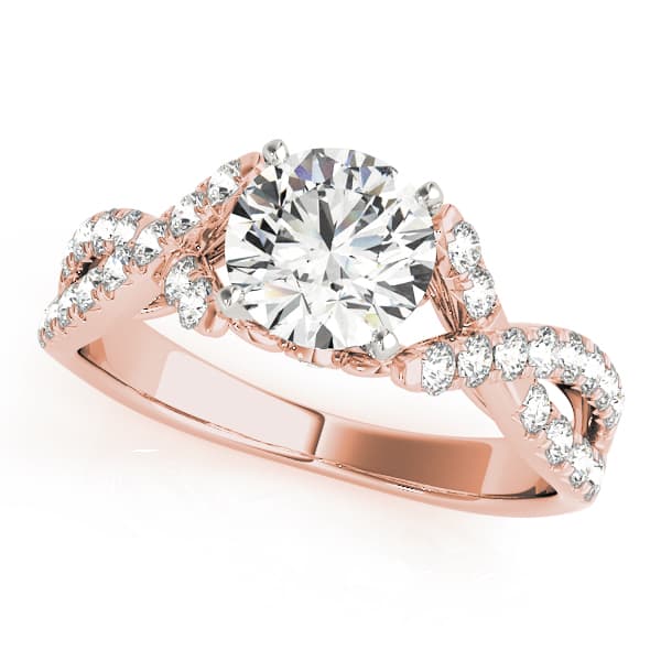 Twisted Multi Row Engagement Ring, style 50800, Front view in rose gold
