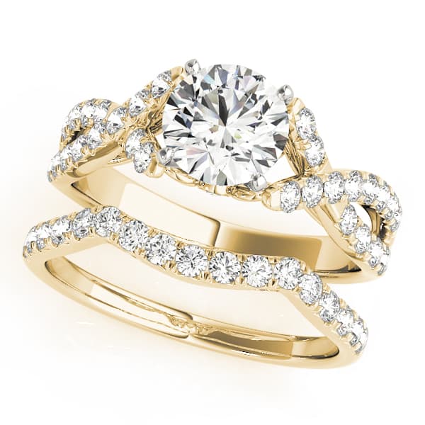 Twisted Multi Row Engagement Ring, style 50800, On hand view in yellow gold