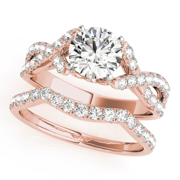 Twisted Multi Row Engagement Ring, style 50800, On hand view in rose gold