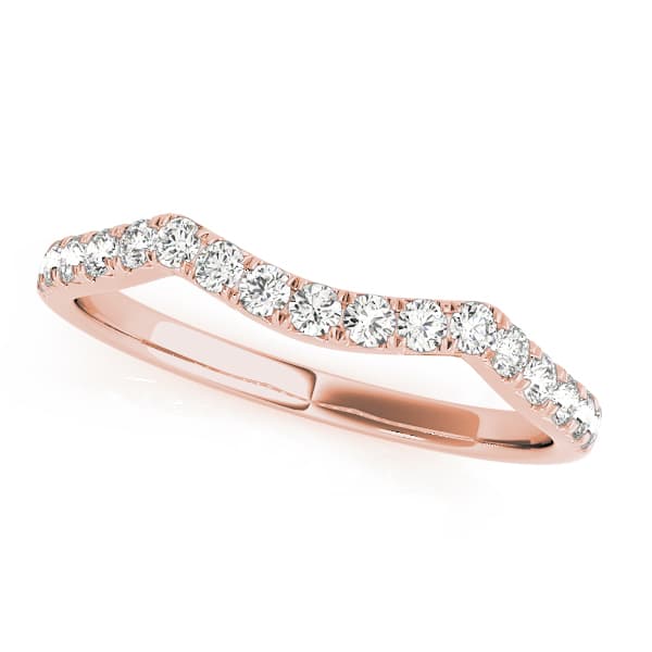 Curved Split Prong Wedding Band (1/4 ct. tw.), Front view in rose gold