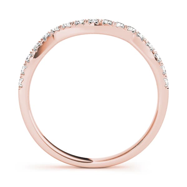 Curved Split Prong Wedding Band (1/4 ct. tw.), Side view in rose gold
