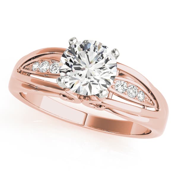 Single Row Prong Set Engagement Ring, style 50801, Front view in rose gold