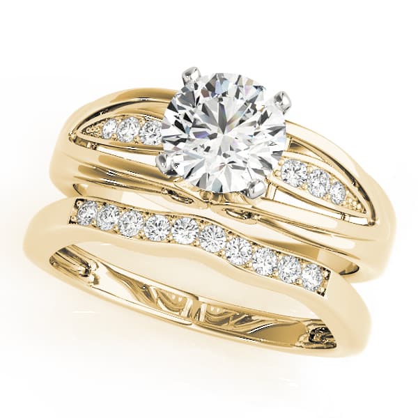 Single Row Prong Set Engagement Ring, style 50801, On hand view in yellow gold