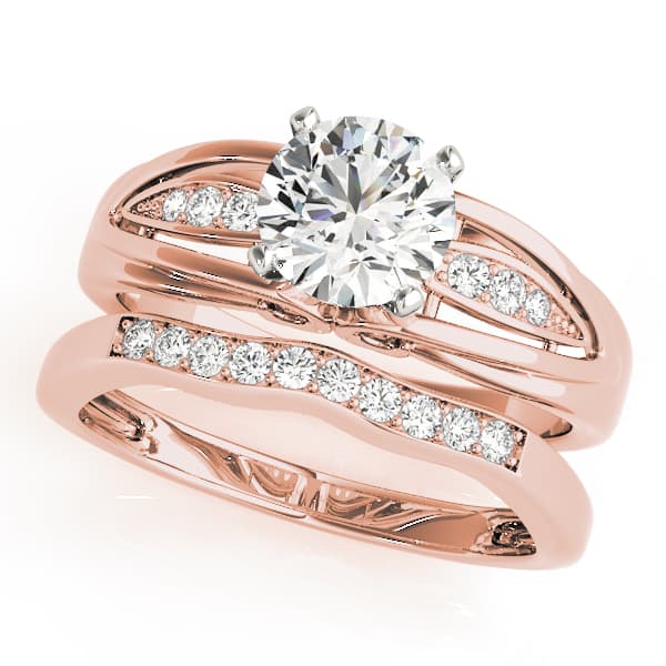 Single Row Prong Set Engagement Ring, style 50801, On hand view in rose gold