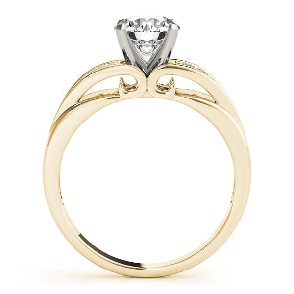 Single Row Prong Set Engagement Ring, style 50801, Side view in yellow gold