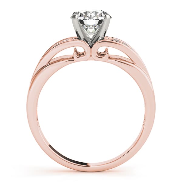 Single Row Prong Set Engagement Ring, style 50801, Side view in rose gold
