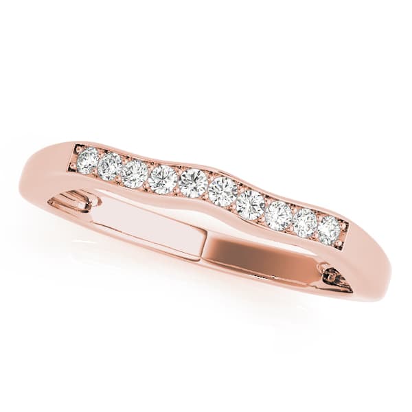 Curved Wedding Band (0.06 ct. tw.), Front view in rose gold