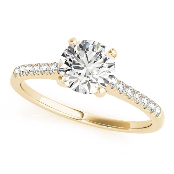 Single Row Prong Set Engagement Ring, style 50804, Front view in yellow gold